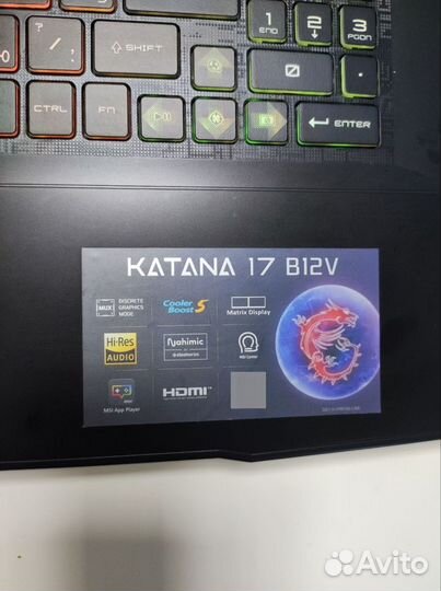 Игровой ноутбук msi katana 17 b12vfk