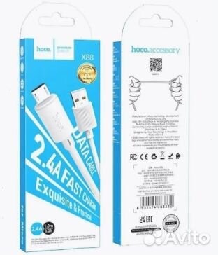 Кабель оптом. USB hoco X88, microusb, 2.4А, 1 м
