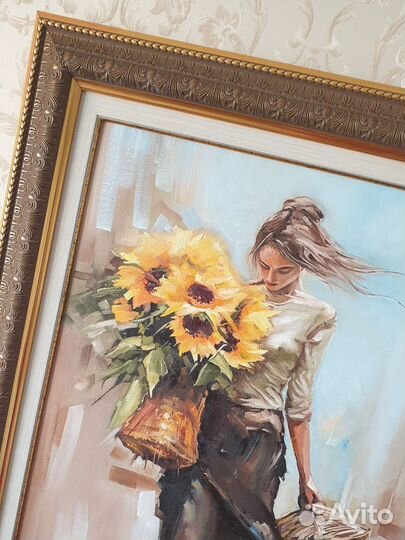 Картина девушка с подсолнухами