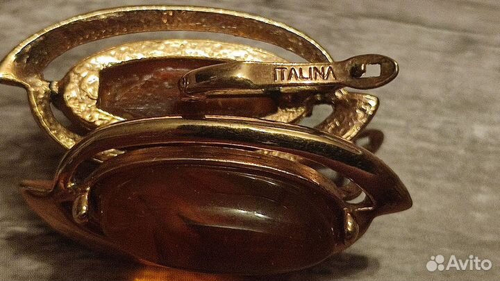 Серьги янтарь italinaвинтаж