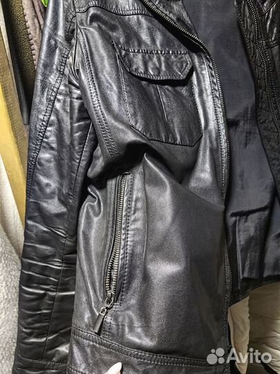 Кожаная куртка мужская 48