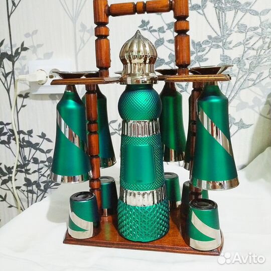 Бокалы, стопки, графин цветное стекло, набор новый