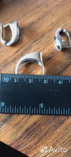 Комплект серьги и кольцо серебро 925