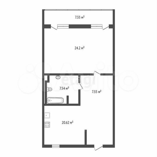 2-к. квартира, 67 м², 1/2 эт.
