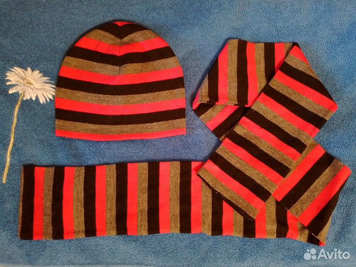 Шапка и шарф для девочки 7-13 лет (54 см)