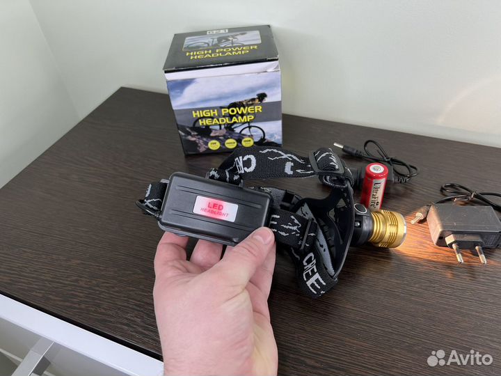 Фонарь налобный, светодиодный, аккумуляторный