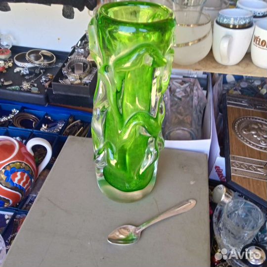 Ваза зеленое стекло СССР
