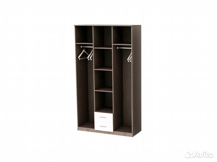 Шкаф Трио трехдверный, дуб вотан/белый гладкий