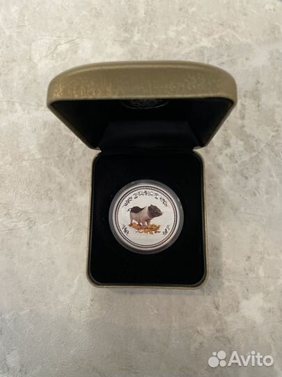 Серебряная монета. Год свиньи. Австралия 2007 г