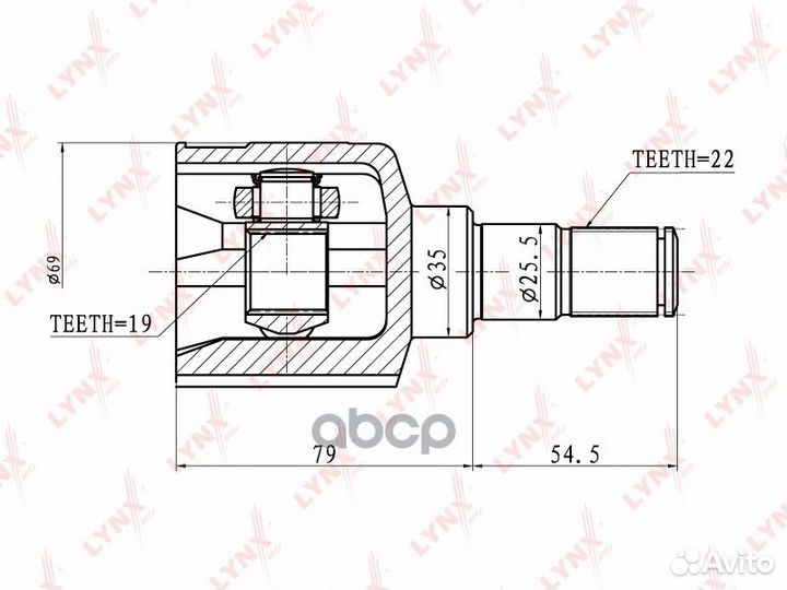 Шрус внутренний перед прав/лев CI1804 lynxauto