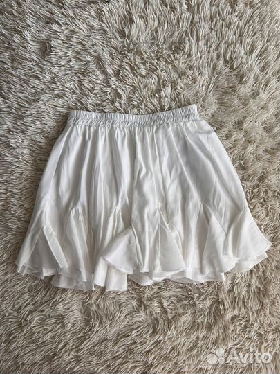 Юбка солнце мини с воланами белая