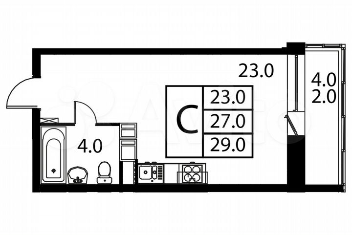 Квартира-студия, 29 м², 5/12 эт.