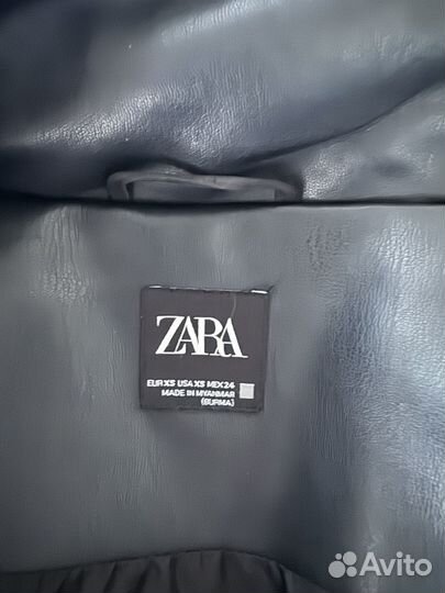 Пуховик zara из экокожи XS