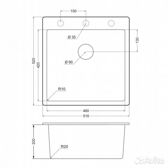 Мойка для кухни emar Quartz морион EMQ-1510.Q Морион