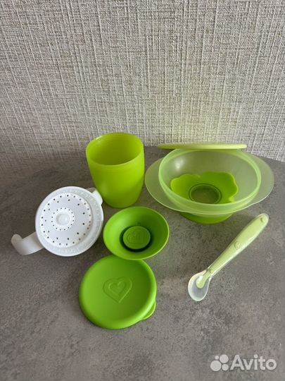 Поильник непроливайка munchkin, тарелочка, ложечка