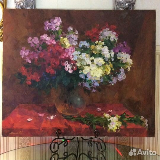 Картина натюрморт с цветами «Рубиновая симфония»