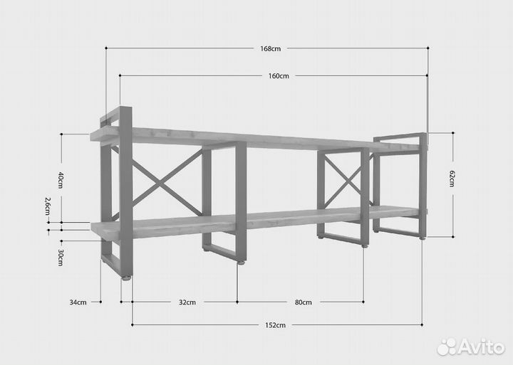 Тумба под тв Айсберг Лофт 160 черный/дуб крафт таб