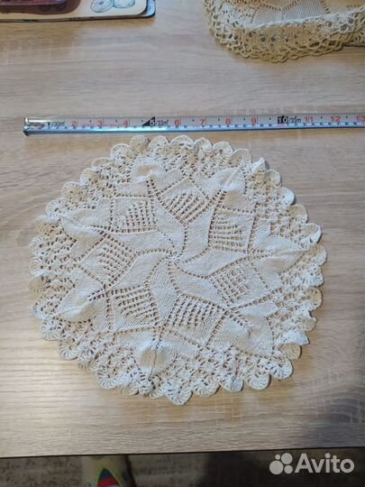 Винтаж СССР вязаные скатерть и салфетки