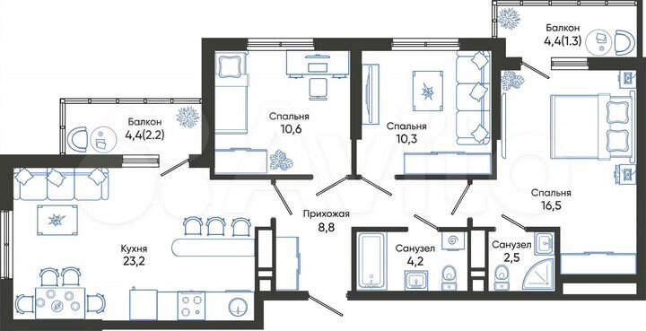 3-к. квартира, 79,6 м², 10/24 эт.