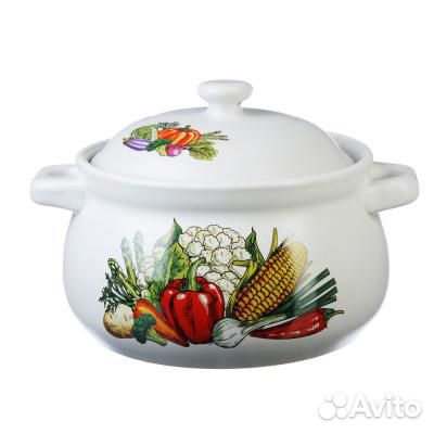 Кастрюля керамическая с крышкой. Объём 1,1 Литр