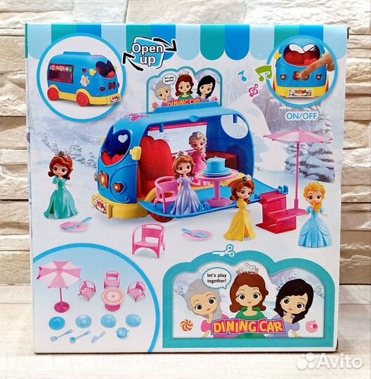 Кукольный дом автобус для кукол принцесс(свет,звук