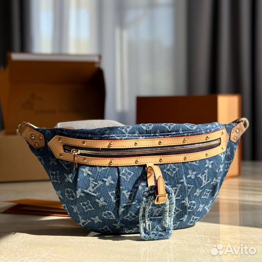 Поясная сумка louis vuitton джинсовая