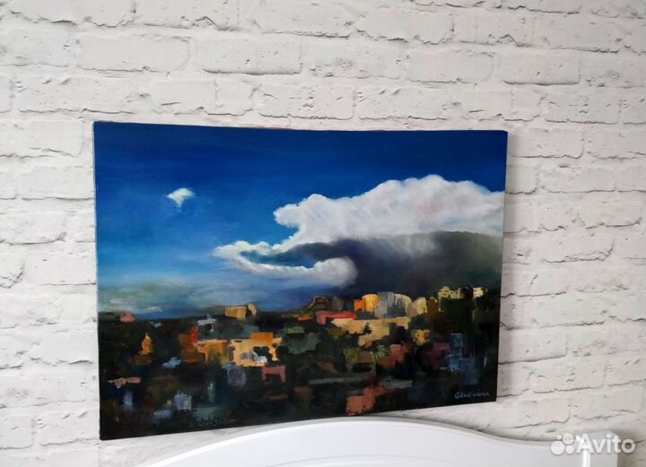 Картина с городом холст масло