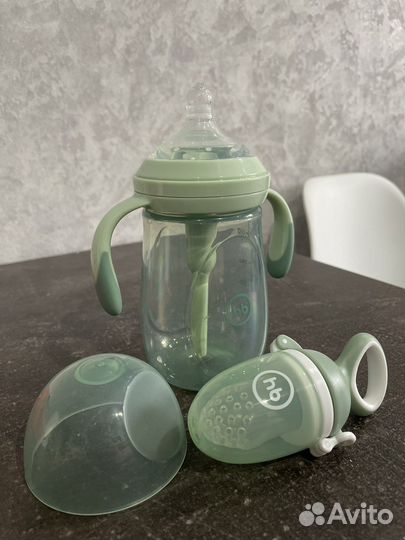 Бутылочка для кормления и ниблер happy baby