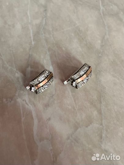 Серьги серебряные с золотом