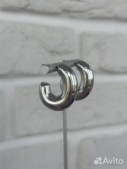 Серьги кольца массивные, серебро poison drop