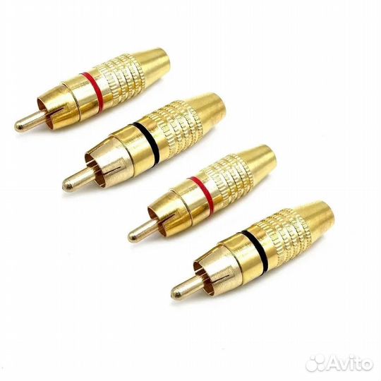 Штекер RCA тюльпан металл, под пайку, кр/черн