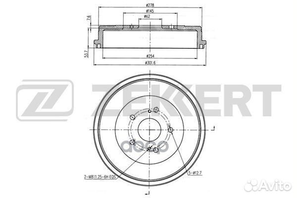 BS-5188 zekkert Барабан тормозной BS-5188 Zekkert