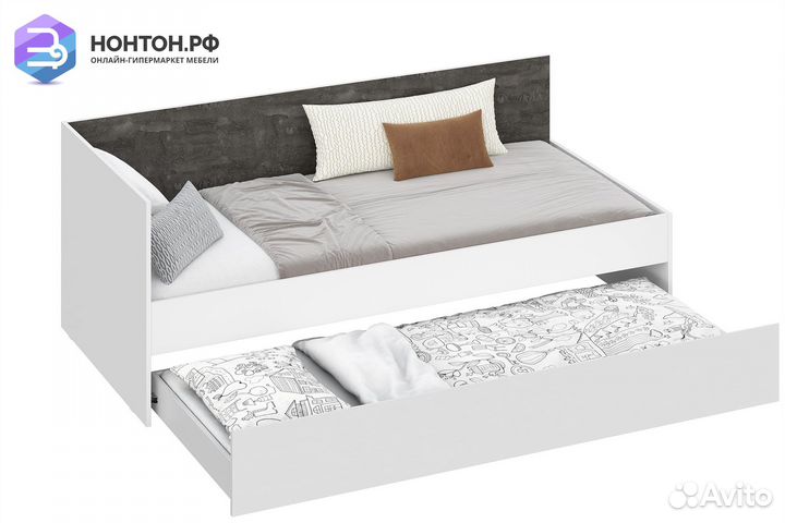 Кровать Анри белый текстурный / железный камень