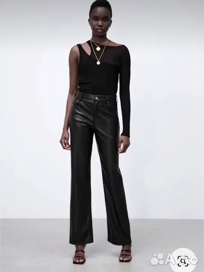 Кожаные брюки zara 36 из экокожи