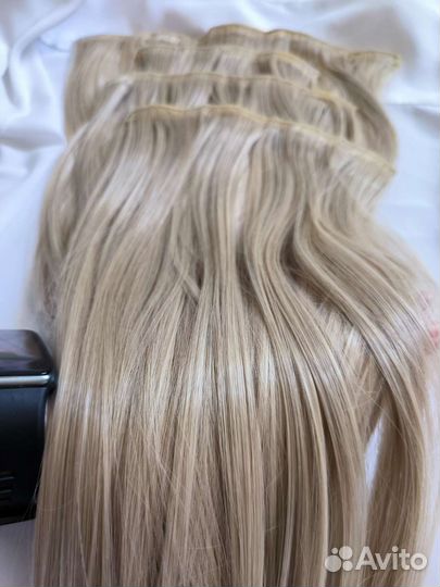 Волосы на заколках блонд,русые