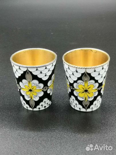 Серебряные стопки эмаль 916 проб