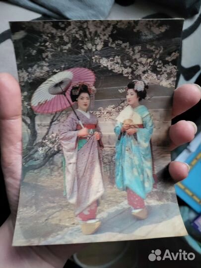 Стерео открытка гейши Япония
