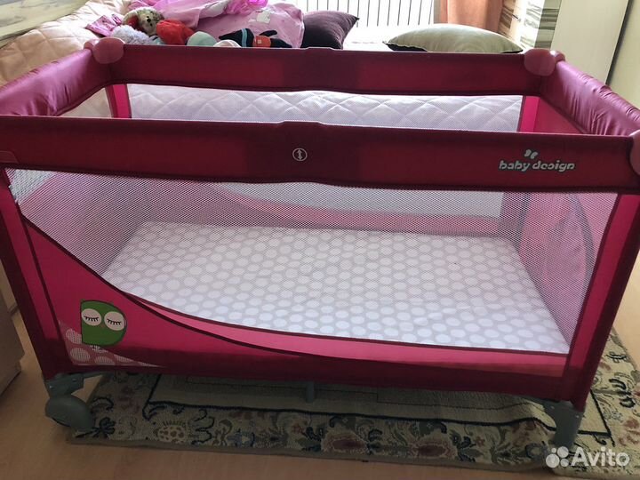 Манеж кровать baby design с матрасом 2 уровня