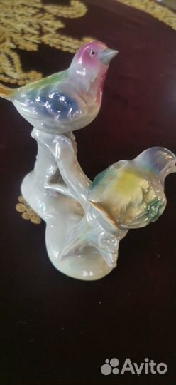 Птички на ветке. Фарфор. Винтаж. ГДР