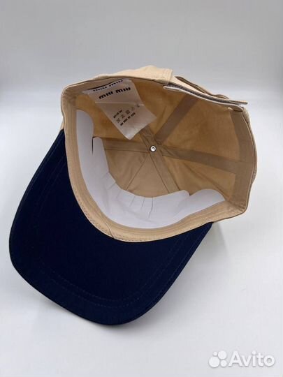 Кепка бейсболка Miu Miu люкс бежевая с синим 2025