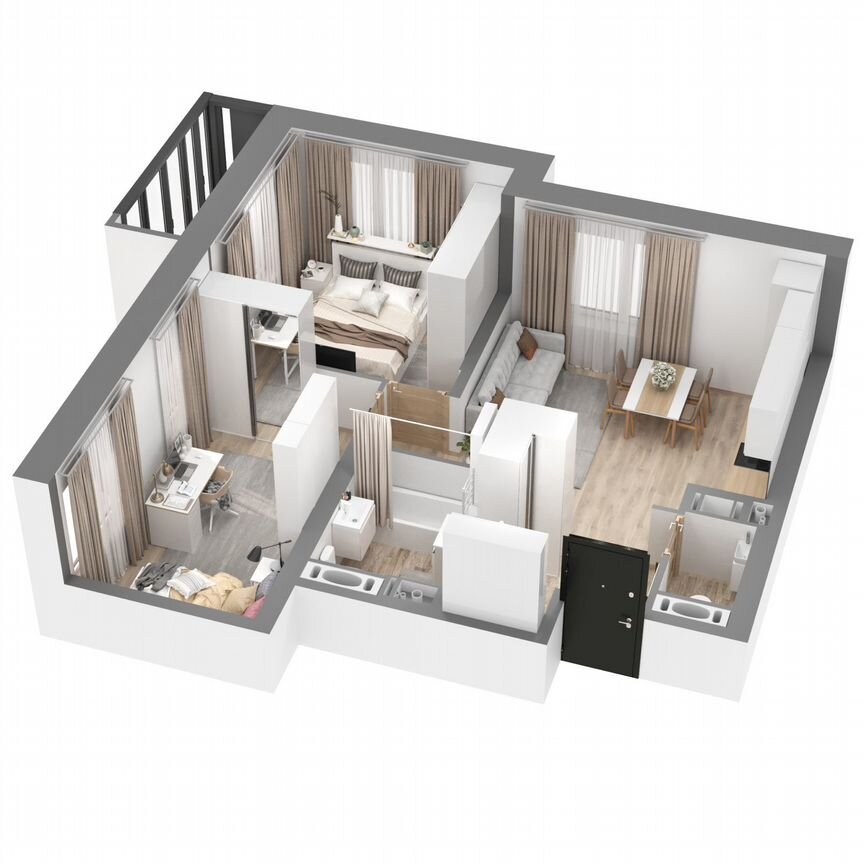 2-к. квартира, 54,1 м², 18/23 эт.