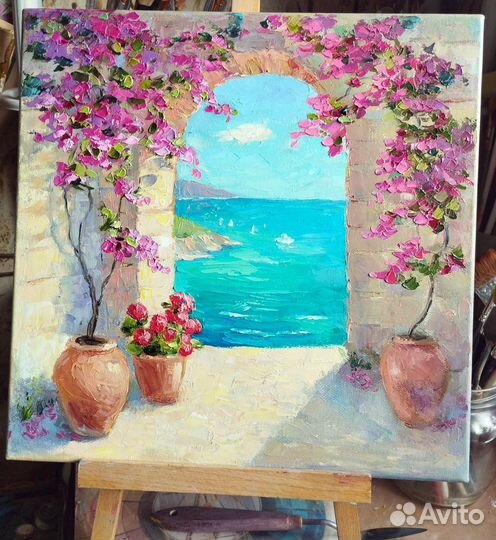 Картина маслом на холсте. Южный пейзаж