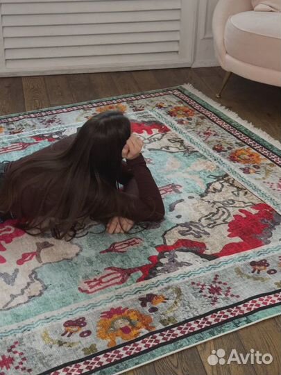 Красивый ковёр в гостиную без ворса хлопковый