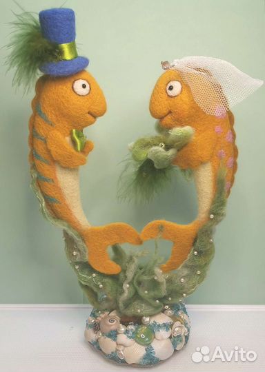 Скульптура, статуэтка свадебная, рыбки, подарок