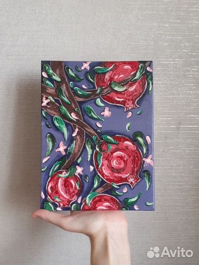 Картина абстрактные гранаты акрилом