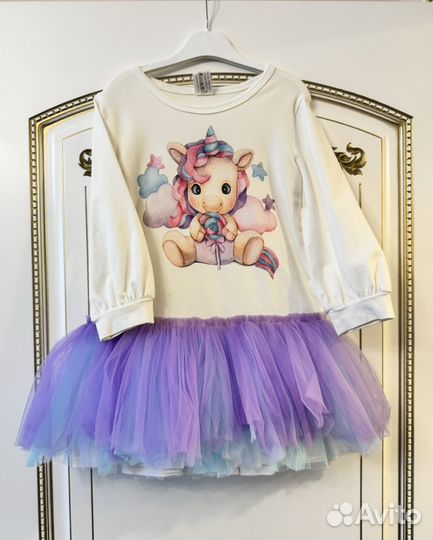 Платье для девочки с единорогом