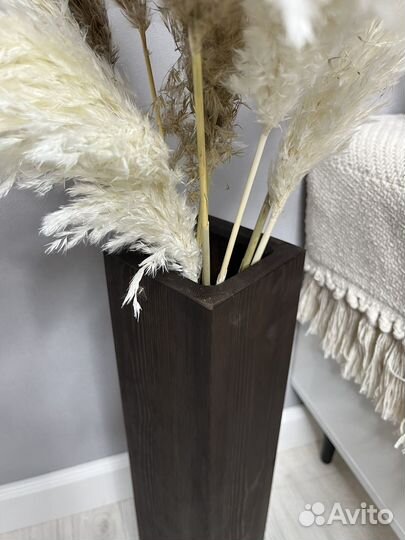 Ваза напольная высокая, деревянная