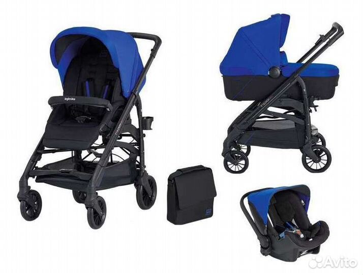 Коляска inglesina Trilogy 3 в 1 синяя