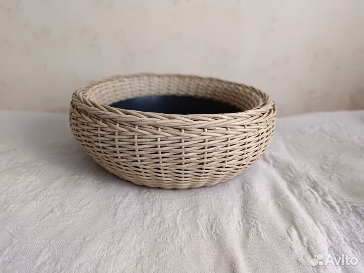 Кашпо из искусственного ротанга 20 литров низкое