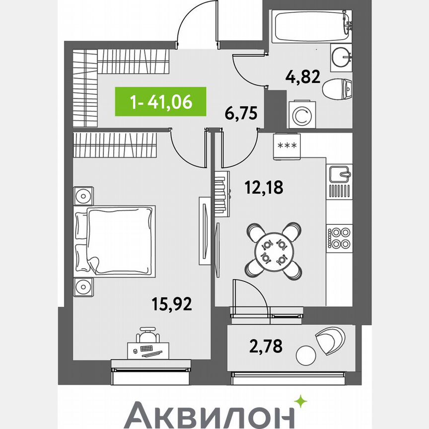 1-к. квартира, 42 м², 8/12 эт.